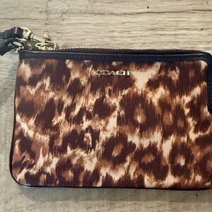 Coach Brown Leopard Print Wristlet